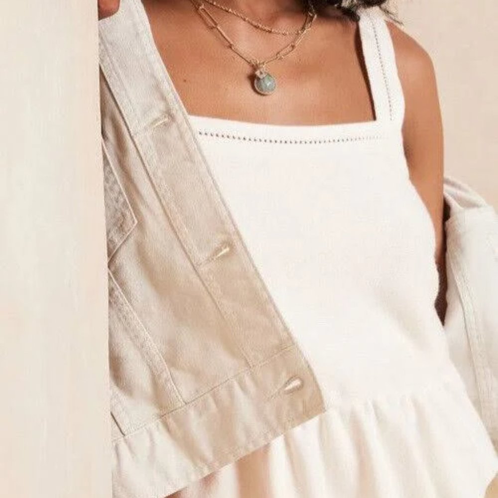 Banana Republic Sweater Tank Top Women's Large Ivory Sleeveless Peplum Top